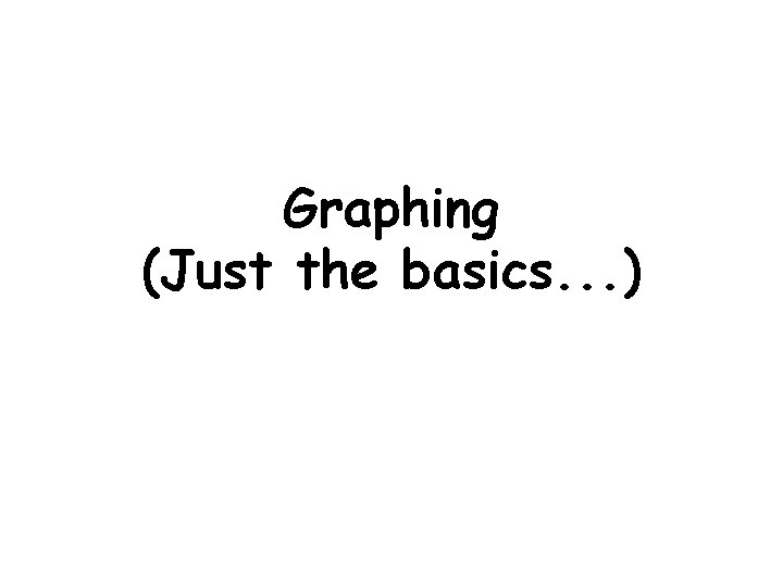 Graphing (Just the basics. . . ) 