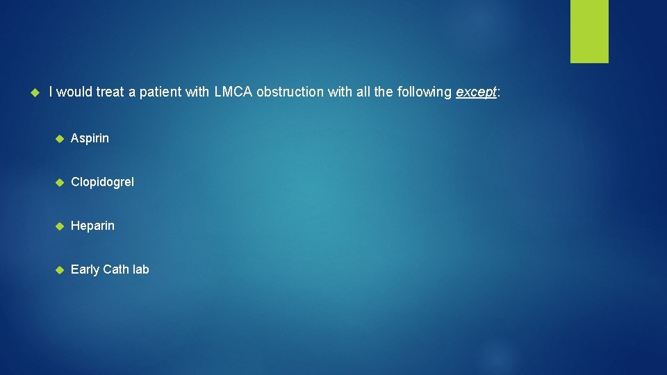  I would treat a patient with LMCA obstruction with all the following except: