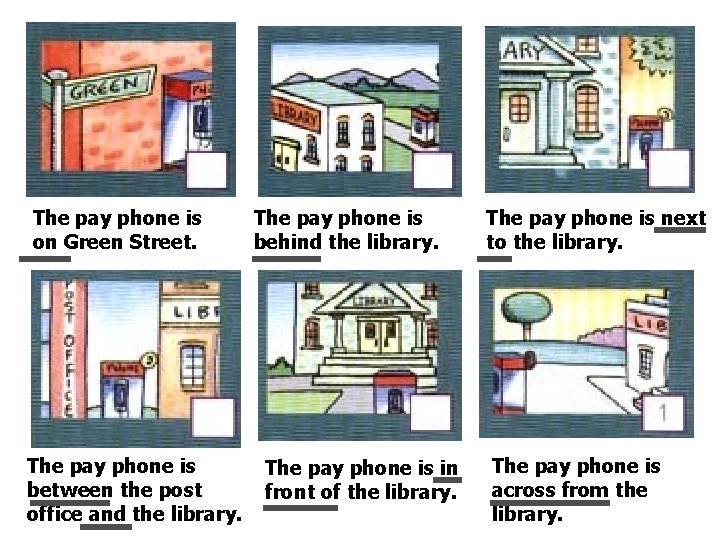 The pay phone is on Green Street. The pay phone is between the post The pay phone is on Green Street. The pay phone is between the post