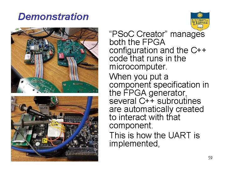 Demonstration “PSo. C Creator” manages both the FPGA configuration and the C++ code that