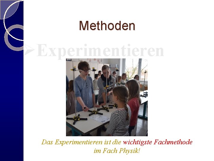 Methoden Experimentieren Das Experimentieren ist die wichtigste Fachmethode im Fach Physik! 
