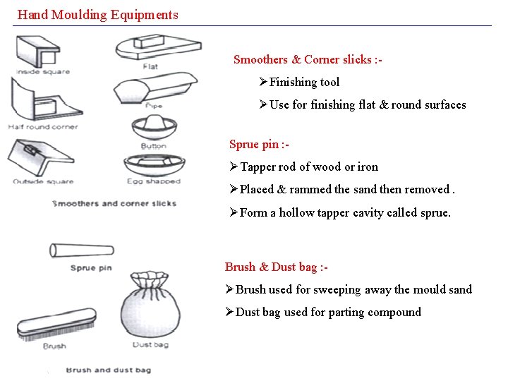 Hand Moulding Equipments Smoothers & Corner slicks : - ØFinishing tool ØUse for finishing