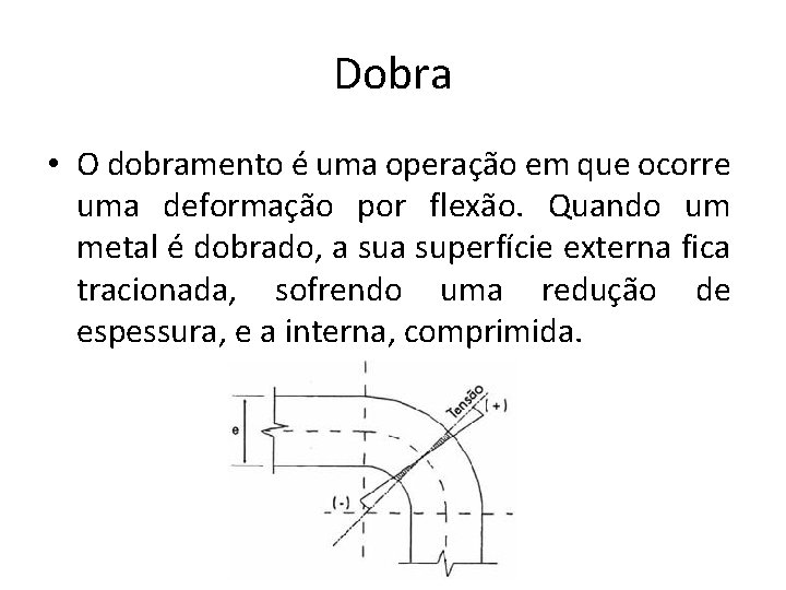 Dobra • O dobramento é uma operação em que ocorre uma deformação por flexão.