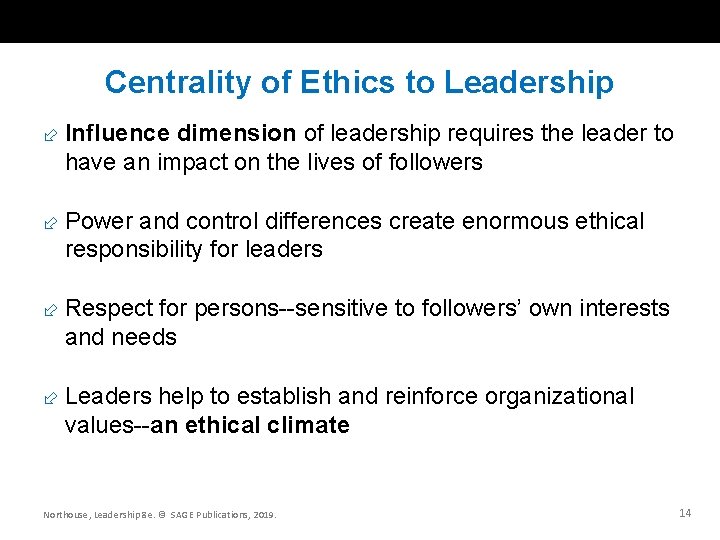Centrality of Ethics to Leadership Influence dimension of leadership requires the leader to have