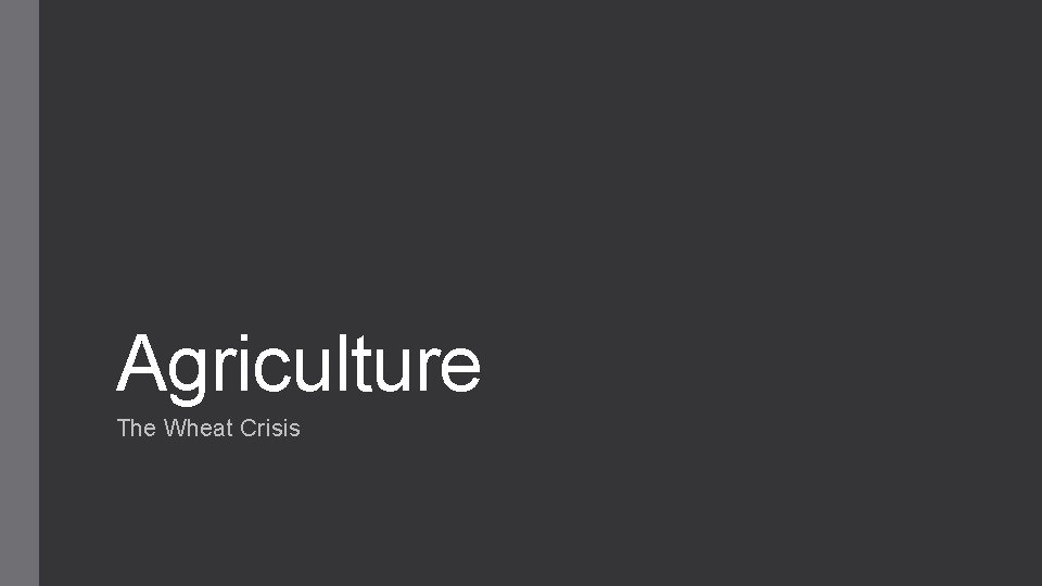 Agriculture The Wheat Crisis 