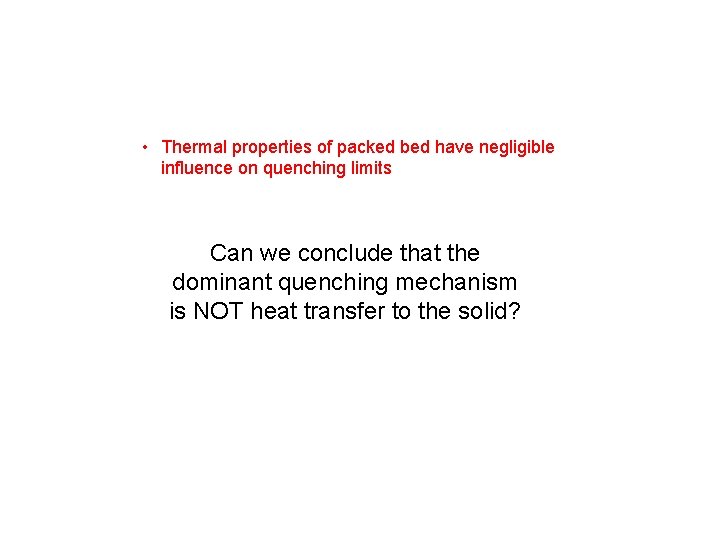  • Thermal properties of packed bed have negligible influence on quenching limits Can