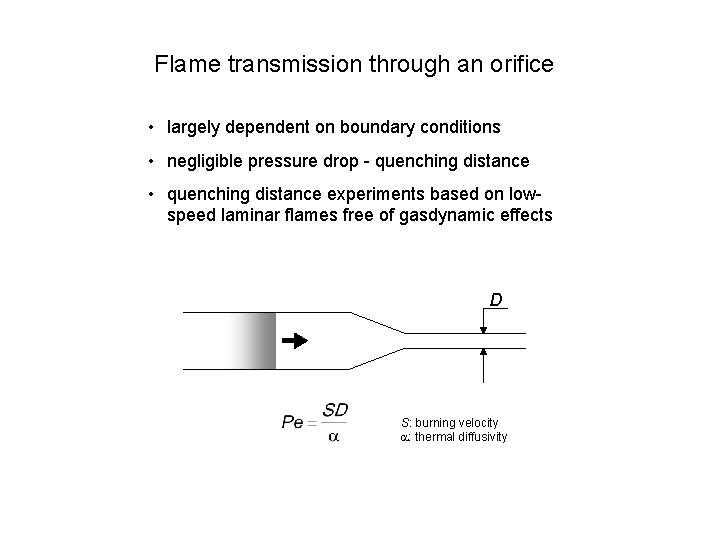 Flame transmission through an orifice • largely dependent on boundary conditions • negligible pressure