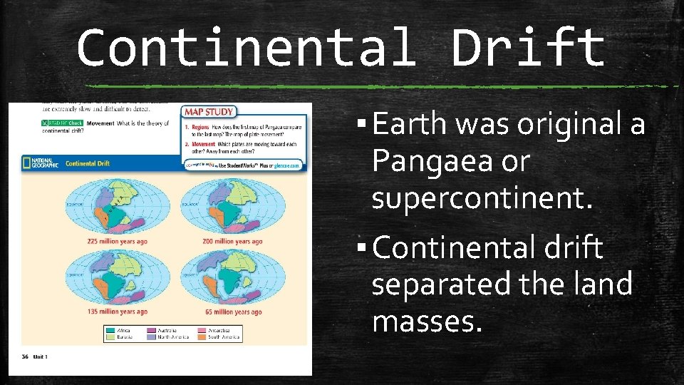 Continental Drift ▪ Earth was original a Pangaea or supercontinent. ▪ Continental drift separated