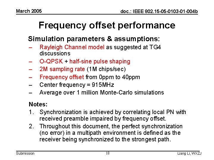 March 2005 doc. : IEEE 802. 15 -05 -0103 -01 -004 b Frequency offset