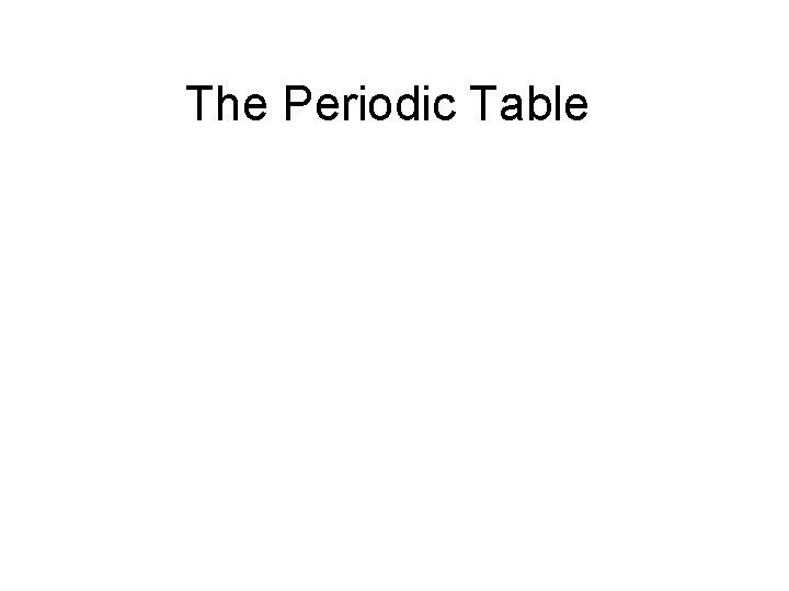 The Periodic Table 