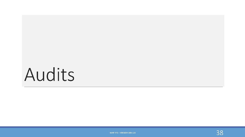Audits MHP FFS - VERSION 06. 4. 19 38 Audits MHP FFS - VERSION 06. 4. 19 38