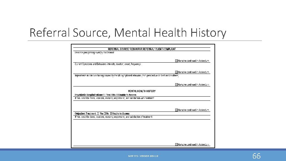 Referral Source, Mental Health History MHP FFS - VERSION 06. 4. 19 66 Referral Source, Mental Health History MHP FFS - VERSION 06. 4. 19 66