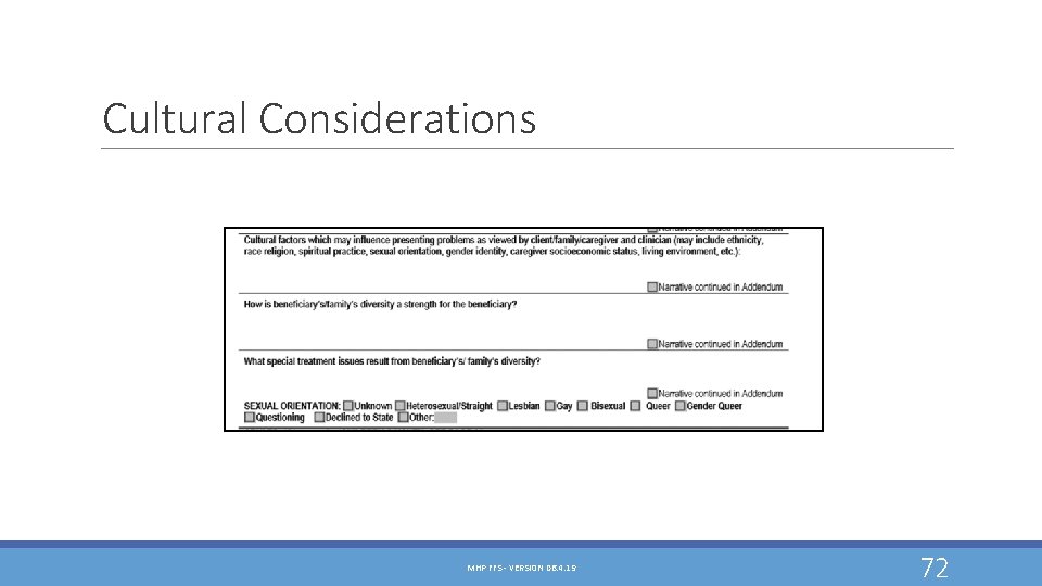 Cultural Considerations MHP FFS - VERSION 06. 4. 19 72 Cultural Considerations MHP FFS - VERSION 06. 4. 19 72