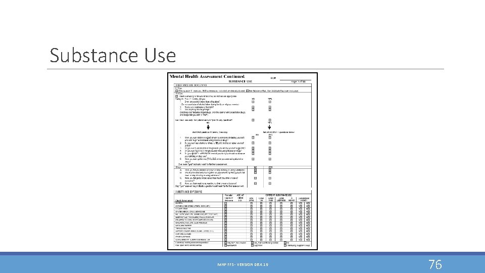 Substance Use MHP FFS - VERSION 06. 4. 19 76 Substance Use MHP FFS - VERSION 06. 4. 19 76