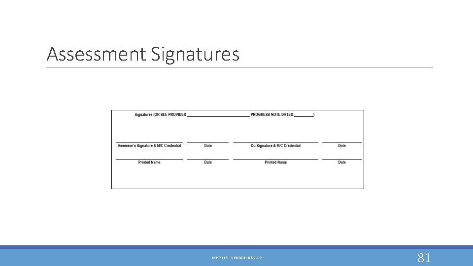 Assessment Signatures MHP FFS - VERSION 06. 4. 19 81 Assessment Signatures MHP FFS - VERSION 06. 4. 19 81