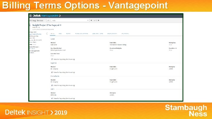 Billing Terms Options - Vantagepoint 