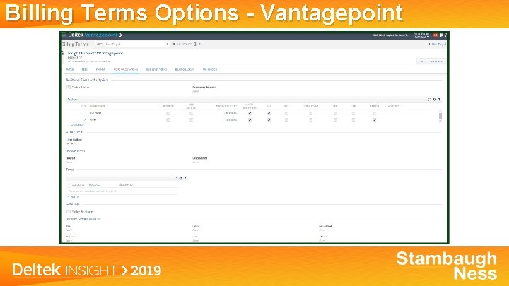 Billing Terms Options - Vantagepoint 