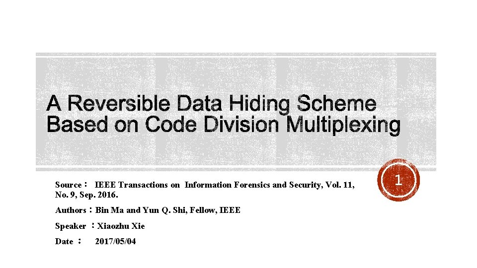 Source IEEE Transactions on Information Forensics and Security