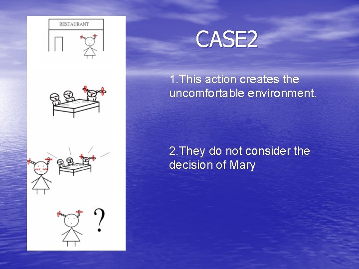 CASE 2 1. This action creates the uncomfortable environment. 2. They do not consider
