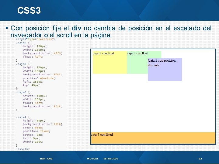 CSS 3 § Con posición fija el div no cambia de posición en el