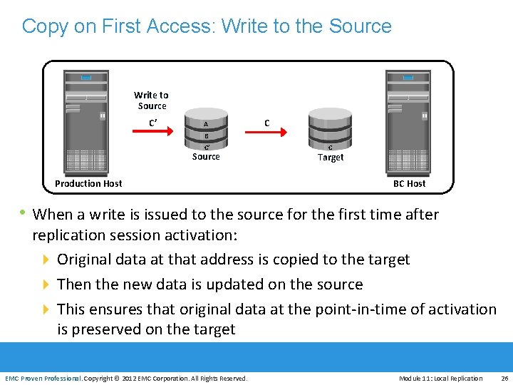 Copy on First Access: Write to the Source Write to Source C’ A C