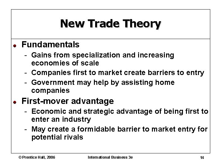 New Trade Theory Fundamentals - Gains from specialization and increasing - economies of scale