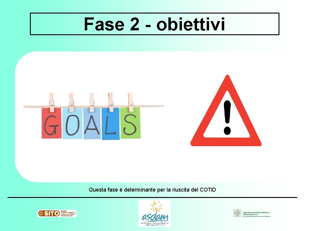 Fase 2 - obiettivi Questa fase è determinante per la riuscita del COTi. D