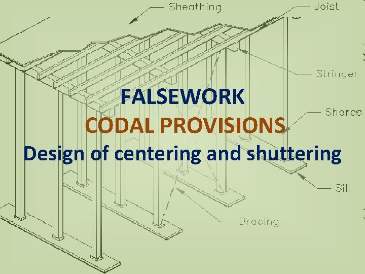 FALSEWORK CODAL PROVISIONS Design of centering and shuttering 