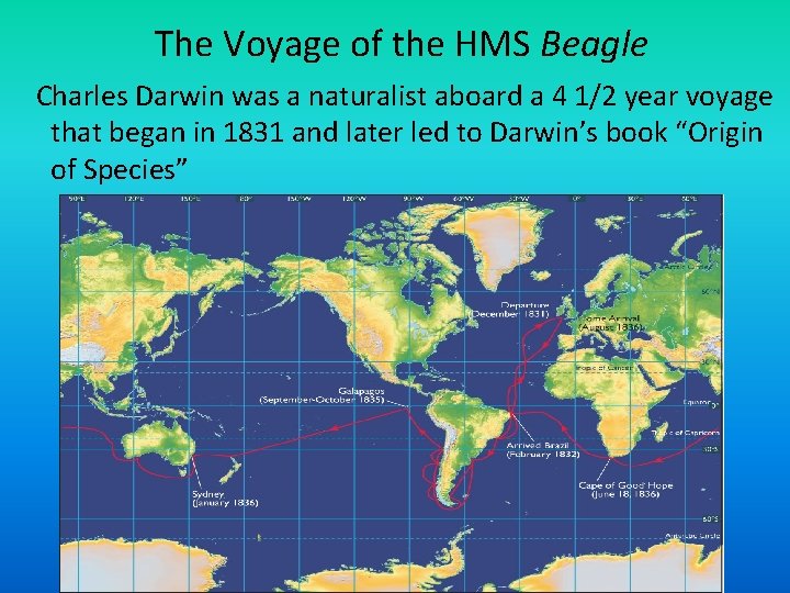 The Voyage of the HMS Beagle Charles Darwin was a naturalist aboard a 4