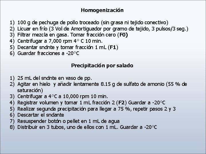 Homogenización 1) 2) 3) 4) 5) 6) 100 g de pechuga de pollo troceado