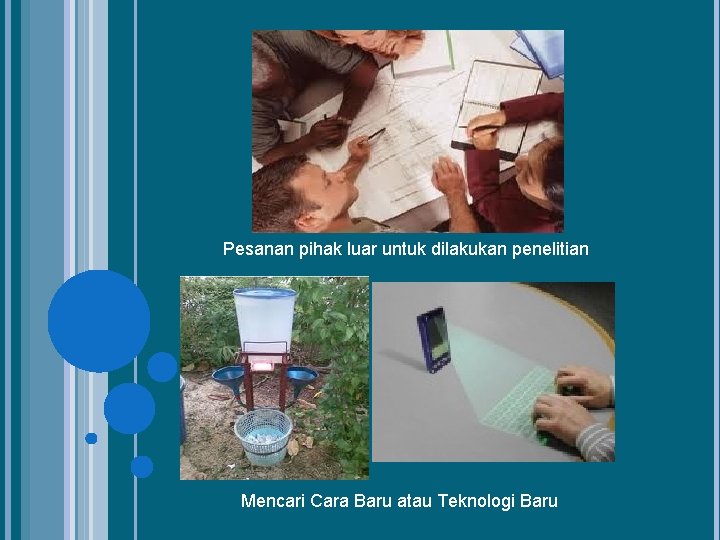 Pesanan pihak luar untuk dilakukan penelitian Mencari Cara Baru atau Teknologi Baru 