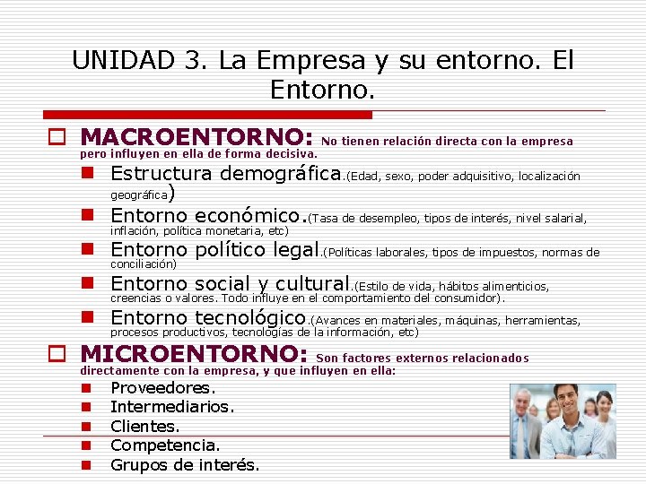 UNIDAD 3 La Empresa y su entorno CONCEPTO
