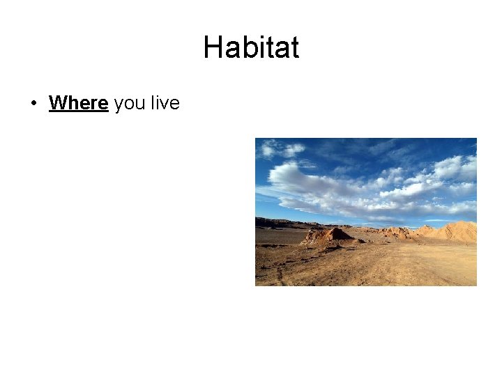 Habitat • Where you live 