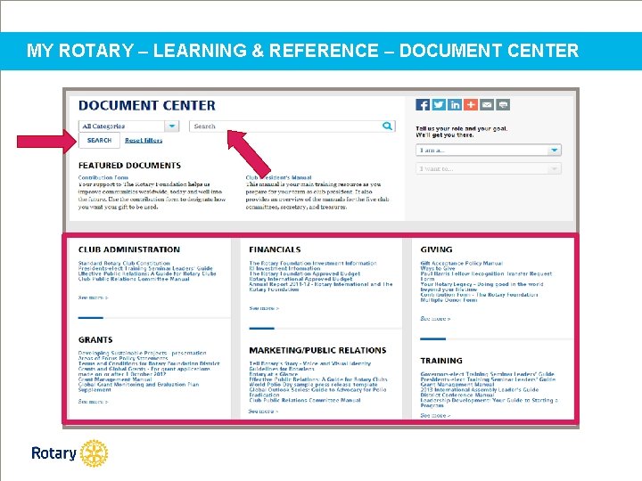 MY ROTARY – LEARNING & REFERENCE – DOCUMENT CENTER 