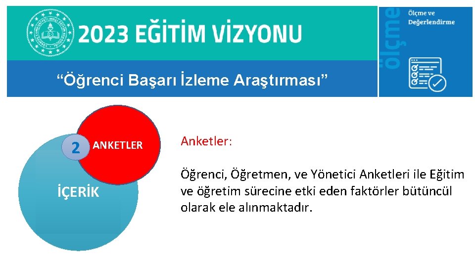 “Öğrenci Başarı İzleme Araştırması” 2 ANKETLER İÇERİK Anketler: Öğrenci, Öğretmen, ve Yönetici Anketleri ile