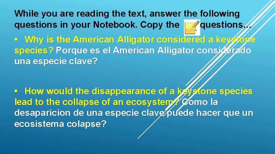 While you are reading the text, answer the following questions in your Notebook. Copy