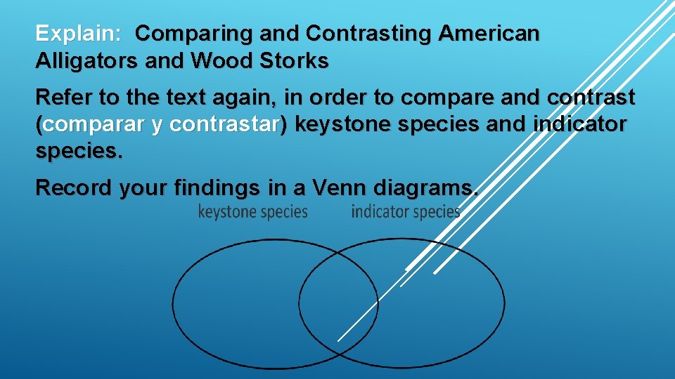 Explain: Comparing and Contrasting American Alligators and Wood Storks Refer to the text again,