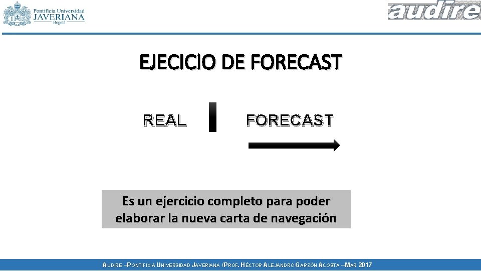 EJECICIO DE FORECAST REAL FORECAST Es un ejercicio completo para poder elaborar la nueva