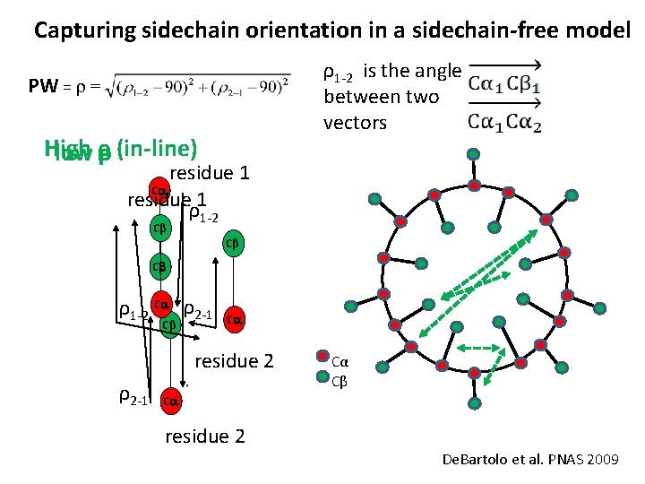 Capturing sidechain orientation in a sidechain-free model ρ1 -2 is the angle between two