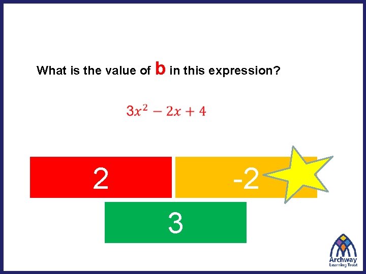 What is the value of b in this expression? 2 -2 3 