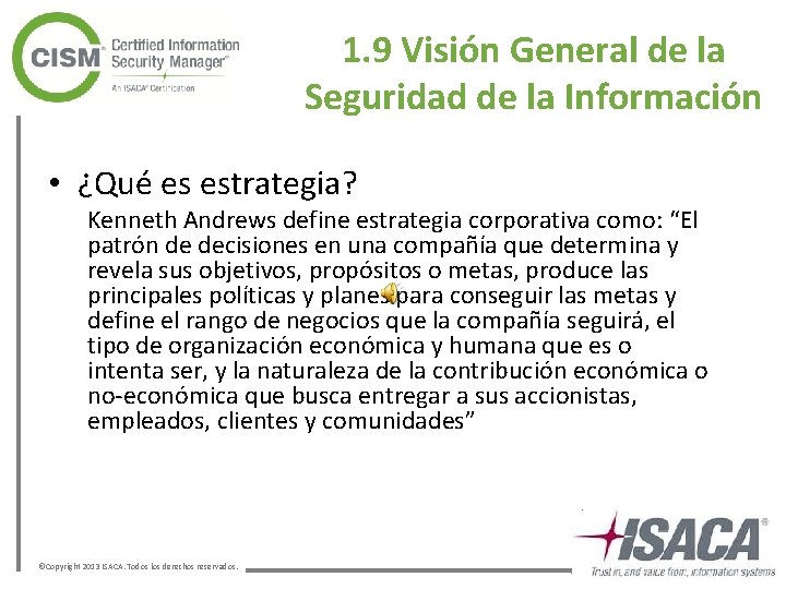 1. 9 Visión General de la Seguridad de la Información • ¿Qué es estrategia? 1. 9 Visión General de la Seguridad de la Información • ¿Qué es estrategia?