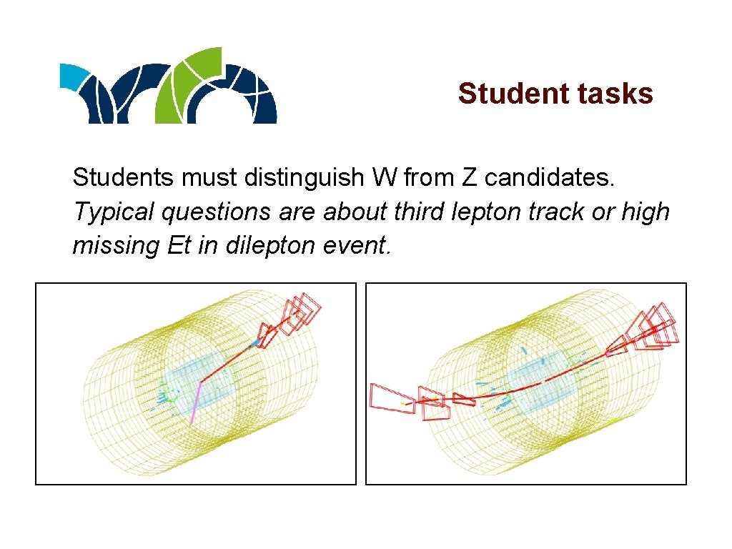 Student tasks Students must distinguish W from Z candidates. Typical questions are about third