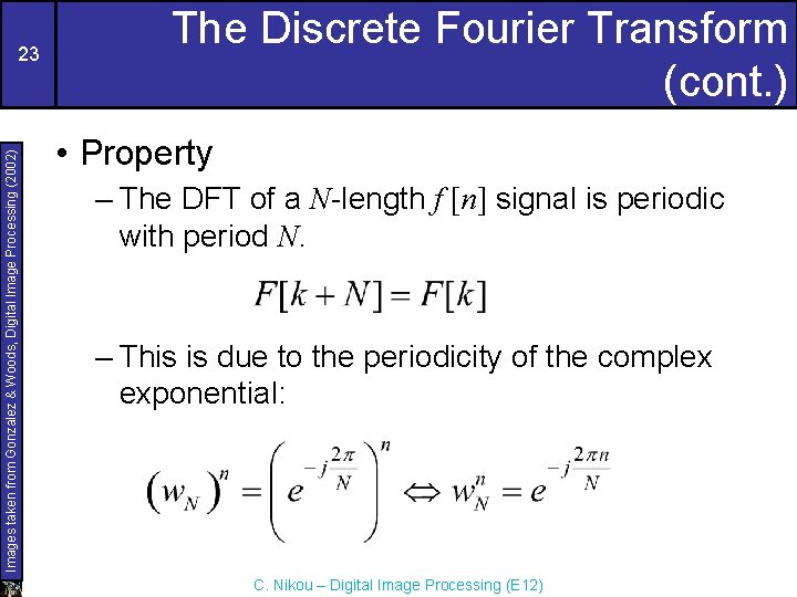Images taken from Gonzalez & Woods, Digital Image Processing (2002) 23 The Discrete Fourier