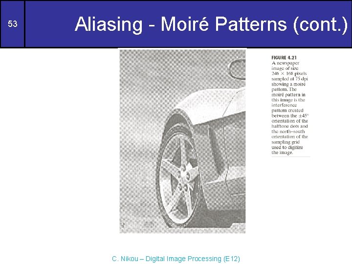 53 Aliasing - Moiré Patterns (cont. ) C. Nikou – Digital Image Processing (E