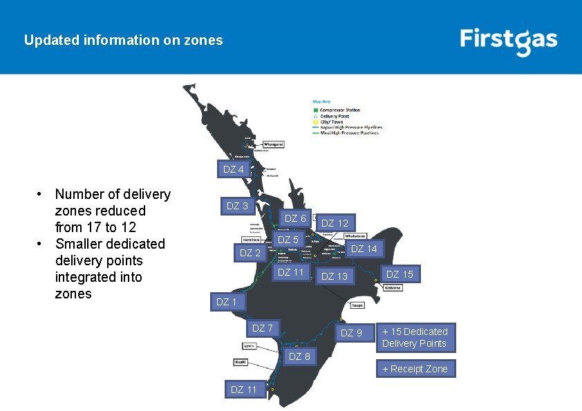 Updated information on zones DZ 4 • Number of delivery zones reduced from 17