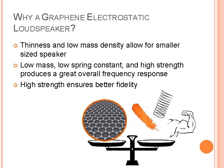 WHY A GRAPHENE ELECTROSTATIC LOUDSPEAKER? Thinness and low mass density allow for smaller sized