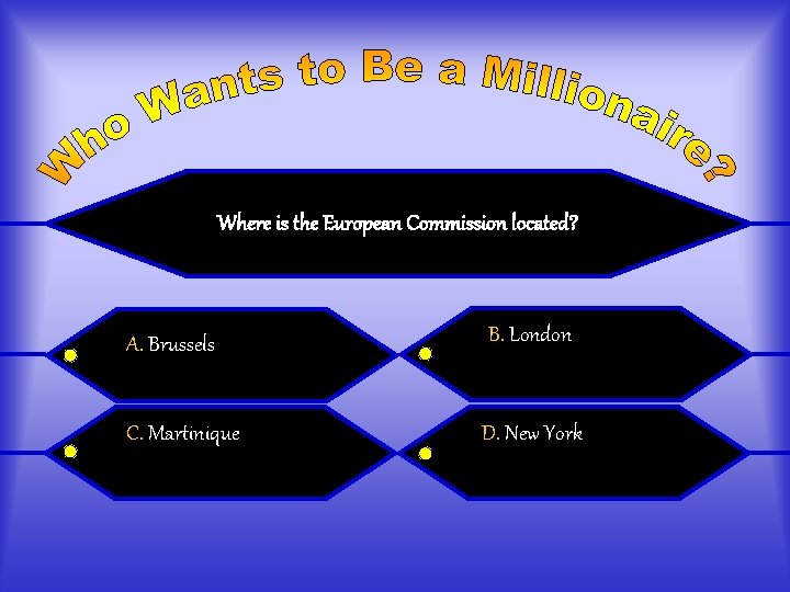 Where is the European Commission located? A. Brussels B. London C. Martinique D. New