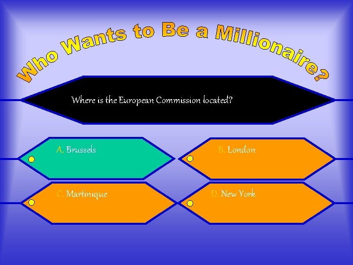 Where is the European Commission located? A. Brussels C. Martinique B. London D. New