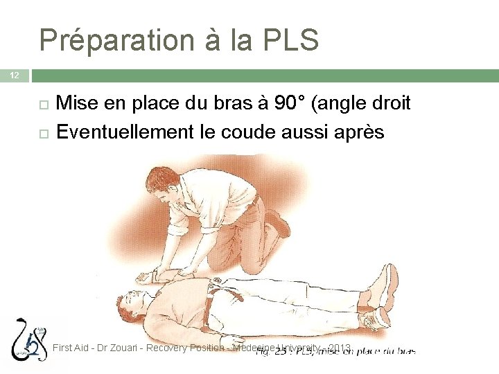 Préparation à la PLS 12 Mise en place du bras à 90° (angle droit