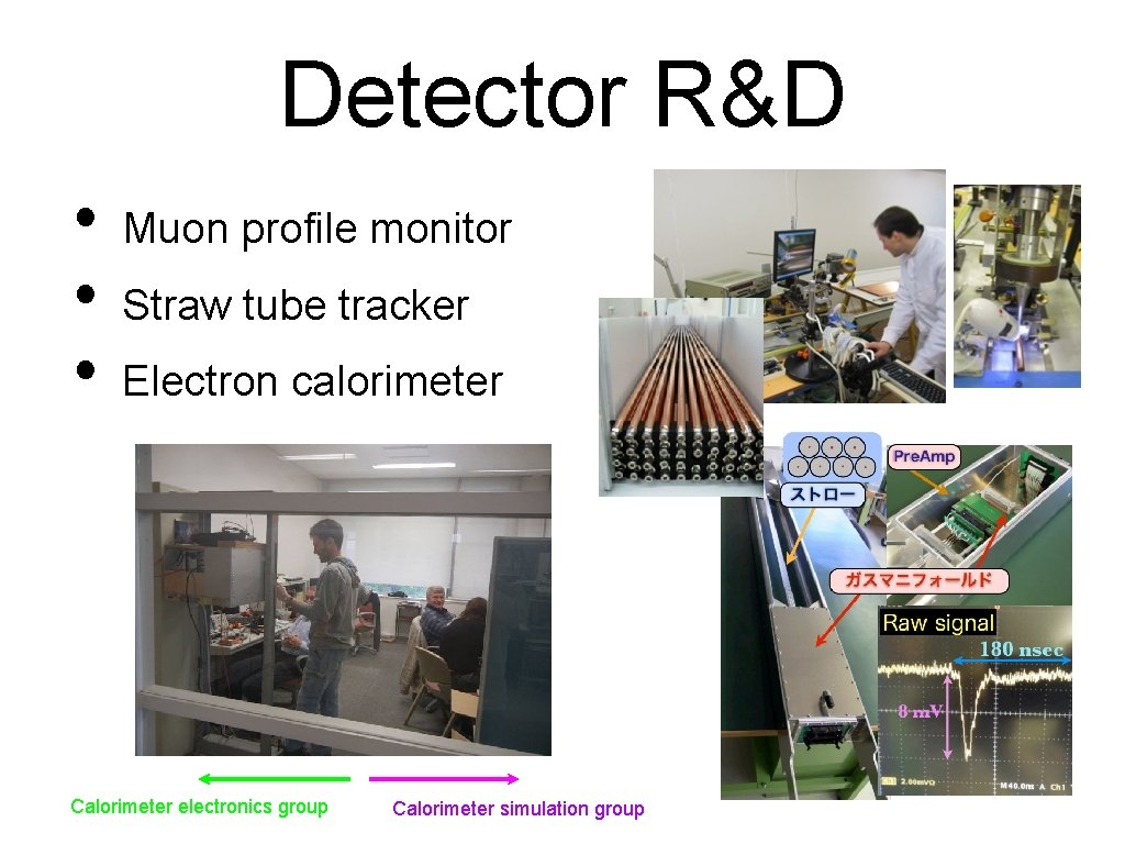Detector R&D • • • Muon profile monitor Straw tube tracker Electron calorimeter Calorimeter
